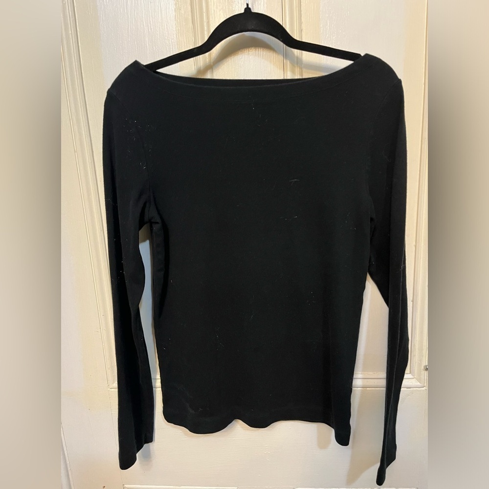 Gap Long Sleeve Black Off The Shoulder Shirt Large